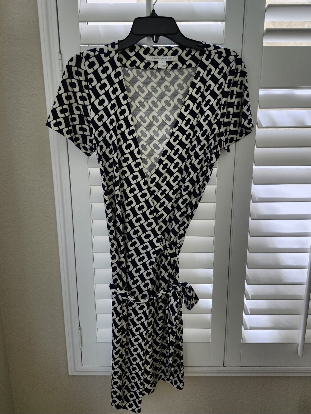 Diane Von Furstenberg Navy Pattern Wrap Dress